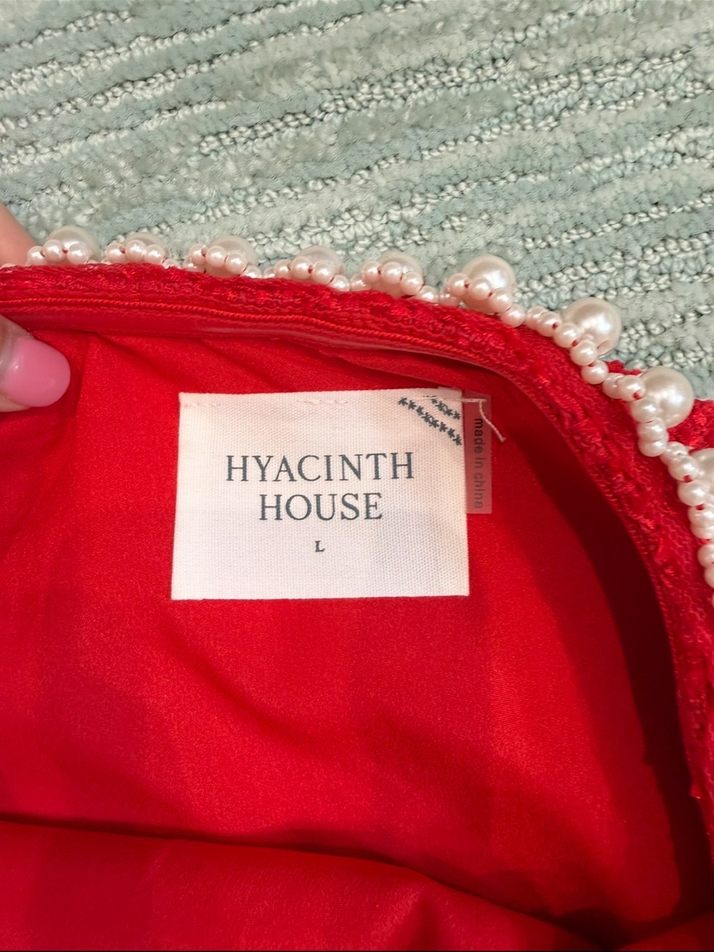 Tuckernuck Red Halter Mini Dress with Pearl Trim - Picture 4 of 4